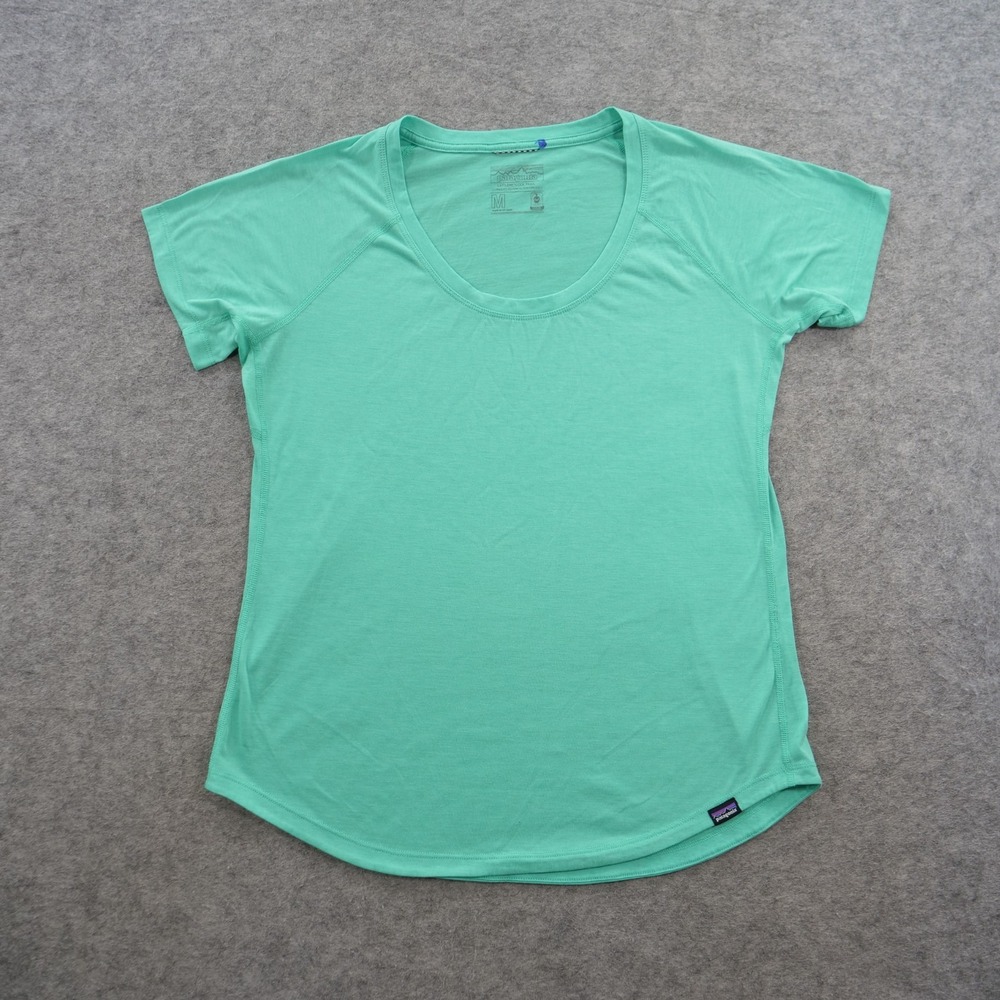 Patagonia Top Shirt Womens Medium Green Capilene Cool Trail Short Sleeve
